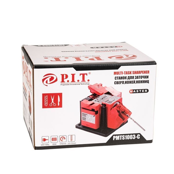 PIT PMTS1003-C Станок для заточки сверл, 65Вт, 3-10мм, 6700об/мин, заточка сверл+ножей+ножниц