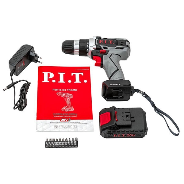 PIT PSR 18-D3 Promo  Дрель аккумуляторная, 20 В, 0-350/1350 об/мин, 30 Нм