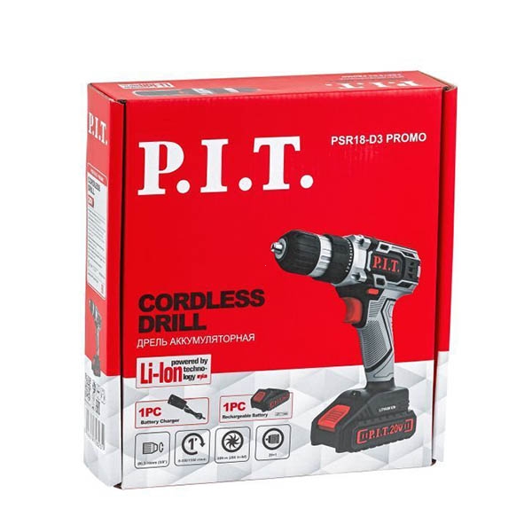 PIT PSR 18-D3 Promo  Дрель аккумуляторная, 20 В, 0-350/1350 об/мин, 30 Нм