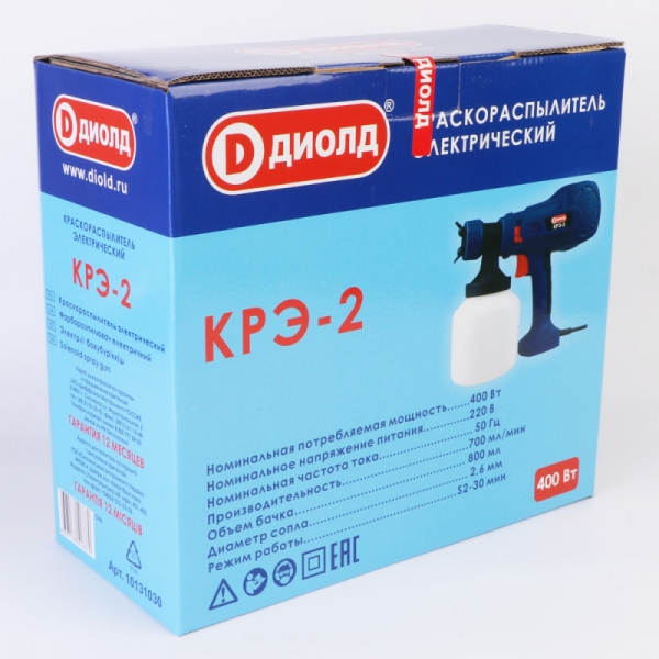 ДИОЛД КРЭ-2 Краскораспылитель электрический, 400 Вт, 700 мл/мин, 2,6 мм