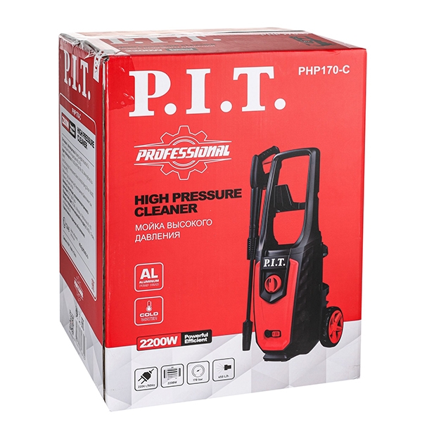 PIT PHP170-C Мойка высокого давления электрич., 2200Вт, 170бар, 450л/час, колеса, бачок д/пены