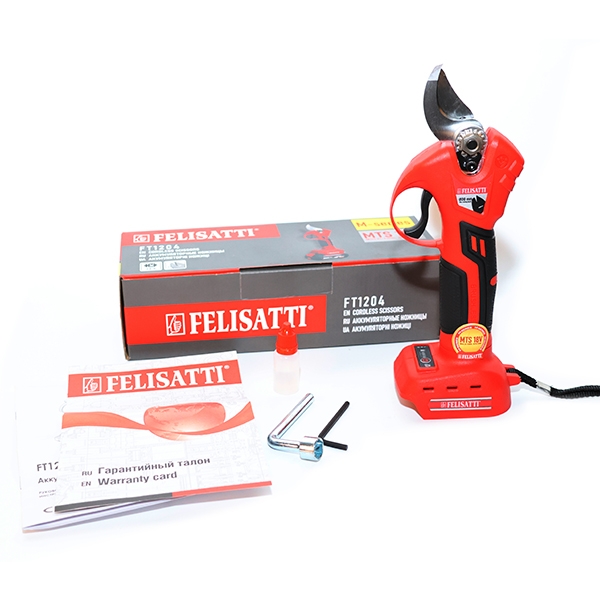 Felisatti FT1204 Felisatti Аккумуляторный секатор (картон, без аккум.), 18В, макс. диаметр реза 30 мм, бесщеточный двигатель