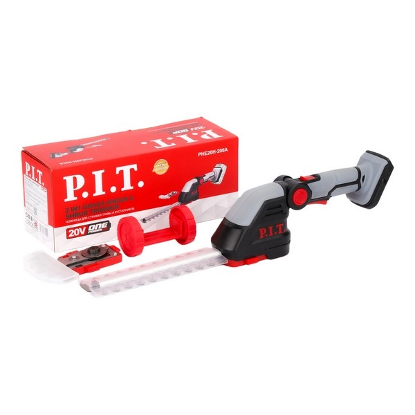 PIT PHE20H-20A СОЛО Кусторез и ножницы для травы аккум. 2в1 P.I.T., 20В, 200/120мм, 2400ход/мин, 8мм