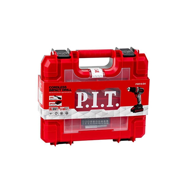 PIT PSR18-D4 Дрель ударная аккумуляторная,20 В, 0-450/1450 об/мин, 2 Li акк., 40Нм