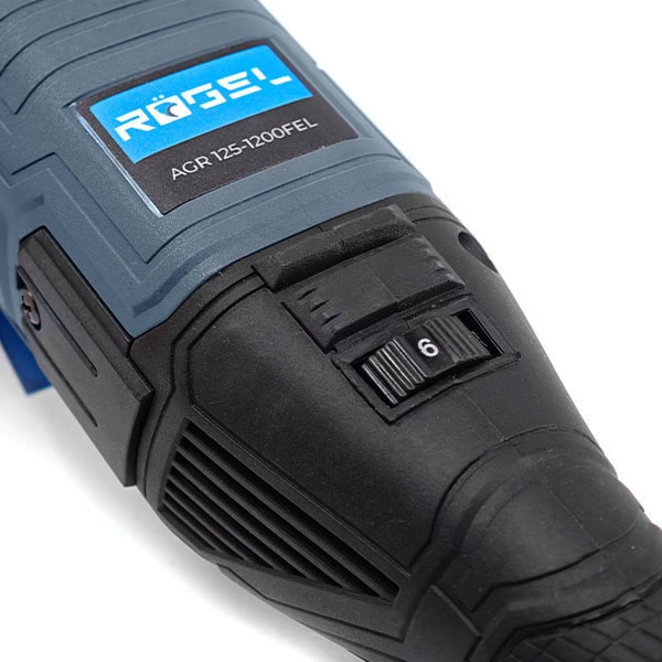 RÖGEL AGR 125-1200FEL Угловая шлифовальная машина RÖGEL, 1200 Вт, 3000-12000 об/мин, быстрорегулируемый кожух, диск 125 мм