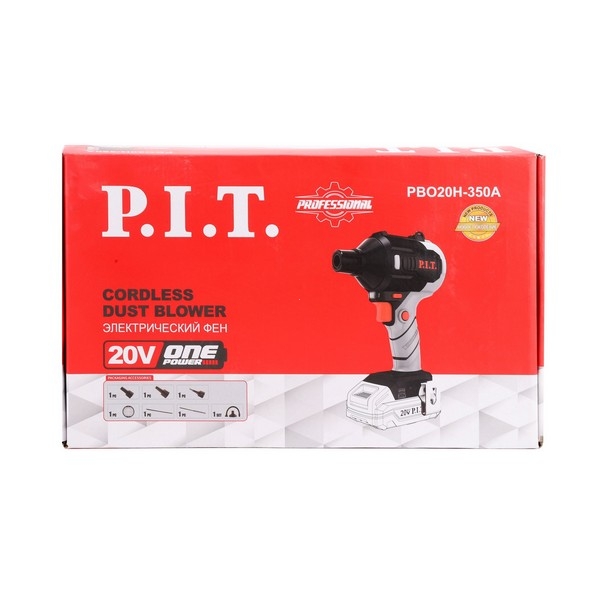 PIT PBO20H-350A SOLO Воздуходувка аккум. бесщеточная P.I.T., 20В, 66м³/ч, 209м/с, 4 ск, 75000об/мин