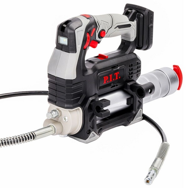 PIT PGG20H-400A Пистолет смазочный аккум. P.I.T., 20В, 450г, 2ск. 100/300г/мин, 340/680атм, шланг 1,2м