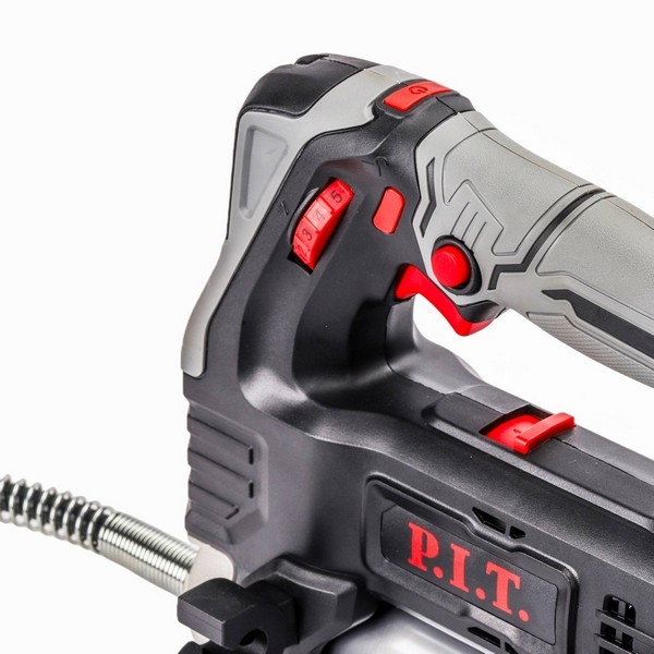 PIT PGG20H-400A Пистолет смазочный аккум. P.I.T., 20В, 450г, 2ск. 100/300г/мин, 340/680атм, шланг 1,2м