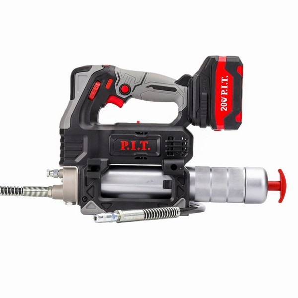 PIT PGG20H-400A Пистолет смазочный аккум. P.I.T., 20В, 450г, 2ск. 100/300г/мин, 340/680атм, шланг 1,2м