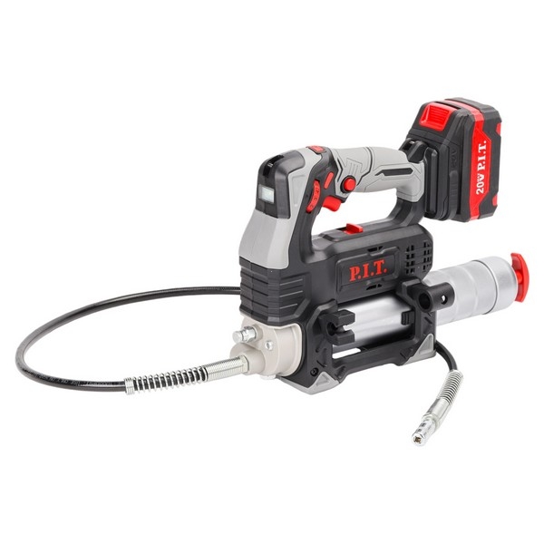PIT PGG20H-400A Пистолет смазочный аккум. P.I.T., 20В, 450г, 2ск. 100/300г/мин, 340/680атм, шланг 1,2м