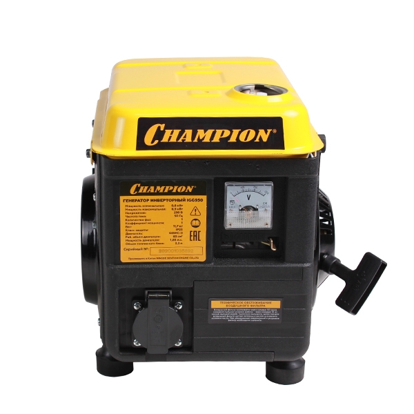 CHAMPION IGG950 Генератор, 0,8/0,9кВт, 1,86лс, 2,2л, 11,7кг, 12V