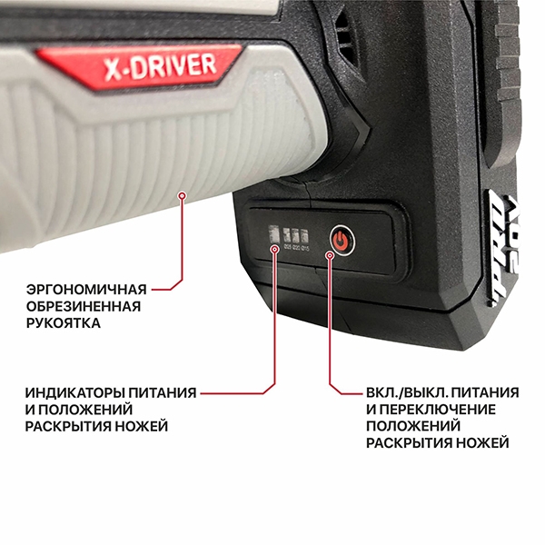 PIT PDJ20H-300A Секатор аккум. бесщёточный, SOLO, 20 В, рез. 0-25 мм, 3 положения раскрытия ножей