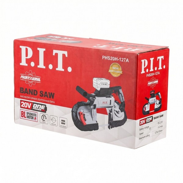 PIT PHS20H-127A Пила ленточная аккум. бесщёточная P.I.T., 20В, 127х115мм, 0-2 м/с, лента 1140х0.65х13мм