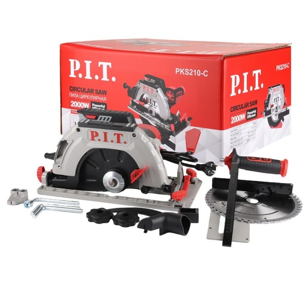 PIT PKS210-C Пила циркулярная электрич. P.I.T., 2000Вт, Ø210мм, 5100об/мин, пропил 70мм, стац., лит.осн