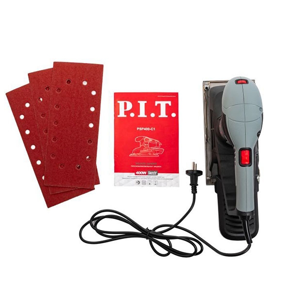 PIT PSP400-C1 Машина плоскошлифовальная вибрационная, 400 Вт, подошва 230*115мм, 6000-11000 ход/мин PIT