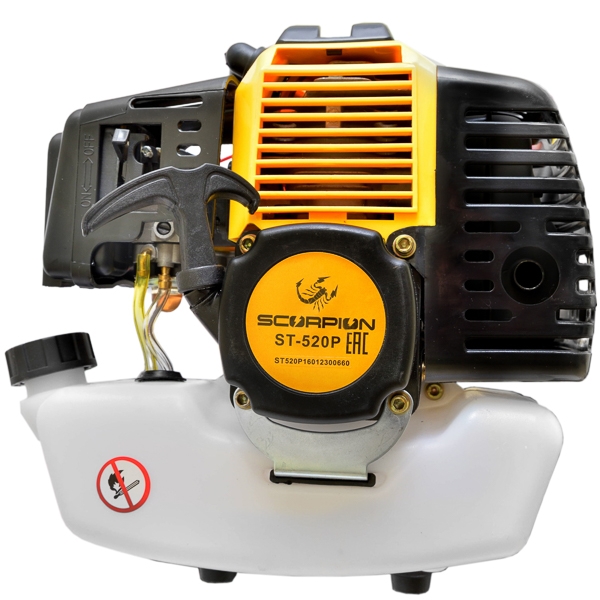 SCORPION ST-520P Триммер бензиновый, 2600 Вт/3,6 л.с., 52 см.куб., 9300 об/мин, ранцевый ремень, лёгкий стартер
