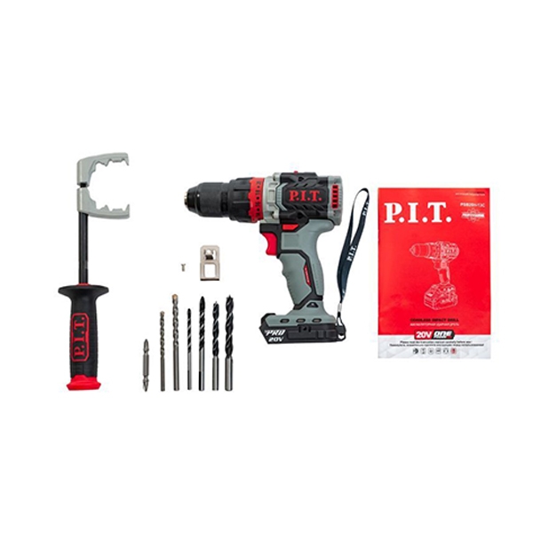 PIT PSB20H-13C Дрель ударная бесщеточная аккумуляторная, 20 В, 0-600/2100 об/мин, 110 Hm, 13 мм, 2 ск.