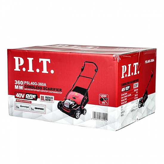 PIT PSL40G-360A (107200101010) Скарификатор аккум бесщеточный P.I.T., 40В, 2в1, 360мм, 5ур.-12/-8/-5/0/5мм, 45л, СОЛО