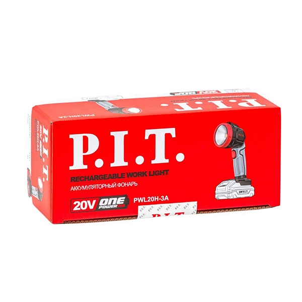 PIT PWL20H-3A Аккумуляторный фонарь Solo, 20 В, 3 Вт, 300 Лм, поворотная головка, Power LED (без АКБ и ЗУ)