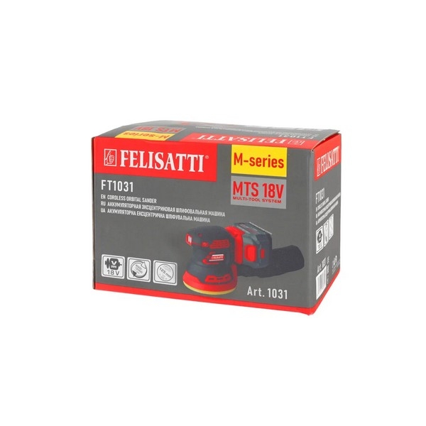 Felisatti FT1031(1031) Эксцентриковая шлифмашина, 18 В, 8000-12000, 125 мм, без акб