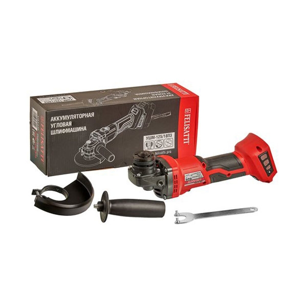 Felisatti УШМ-125/18Л3 Heavy Duty Felisatti Машина шлифовальная угловая аккумуляторная,3000-8500 об/мин, 18 В,125 м, 22 мм, М14, 3000-8500 об/мин, без АКБ и ЗУ
