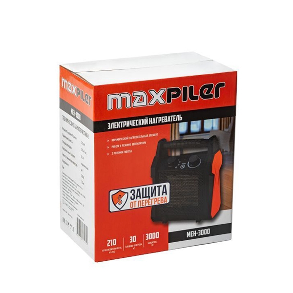 PIT MEH-3000 Электрический нагреватель Maxpiler, 2/3 кВт, 210 м.куб./ч