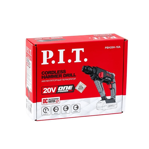 PIT PBH20H-18A Перфоратор аккумуляторный, 20В, 16 мм, 1,4 Дж, 0-1000 об/мин, 0-5500 уд/мин. Без АКБ и ЗУ.