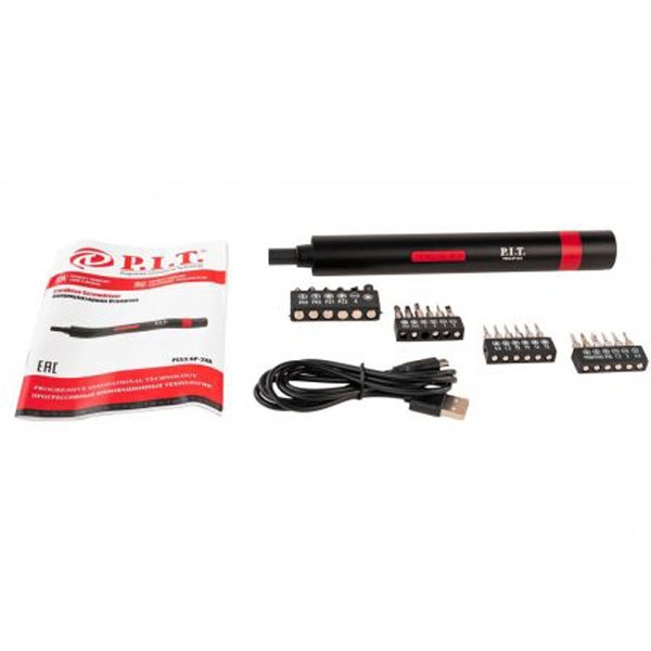 PIT PES 3.6 P-24A Отвёртка аккумуляторная, 2 Нм, 1,3 Ач, биты 23 шт, USB заряд