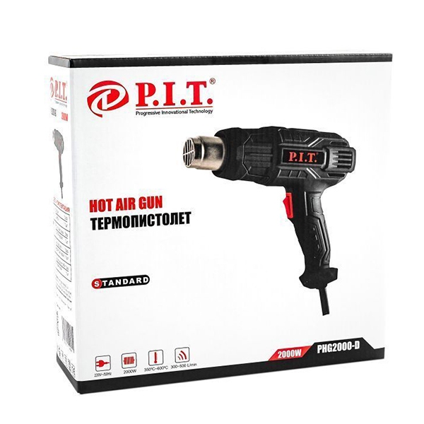 PIT PHG 2000-D Термопистолет, 220В., 50Гц., 2000 Вт. ,350-600*С, I-300/II-500 л/мин.