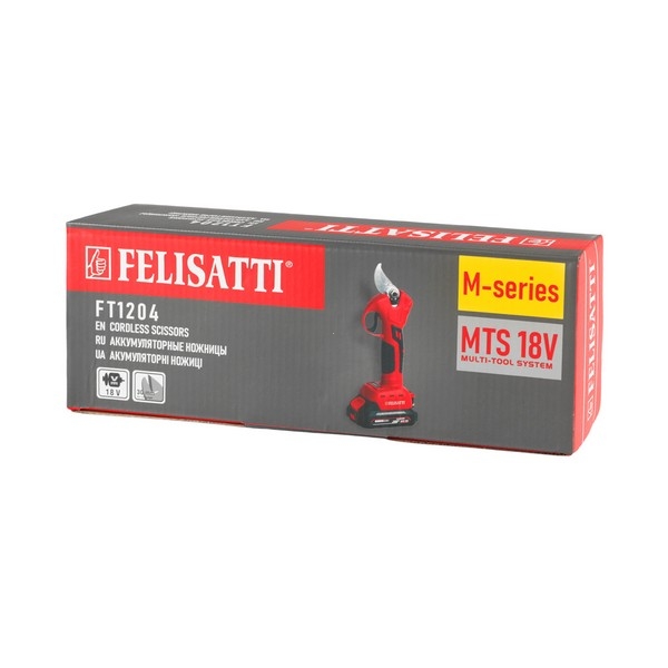 Felisatti FT1204 Felisatti Аккумуляторный секатор (картон, без аккум.), 18В, макс. диаметр реза 30 мм, бесщеточный двигатель