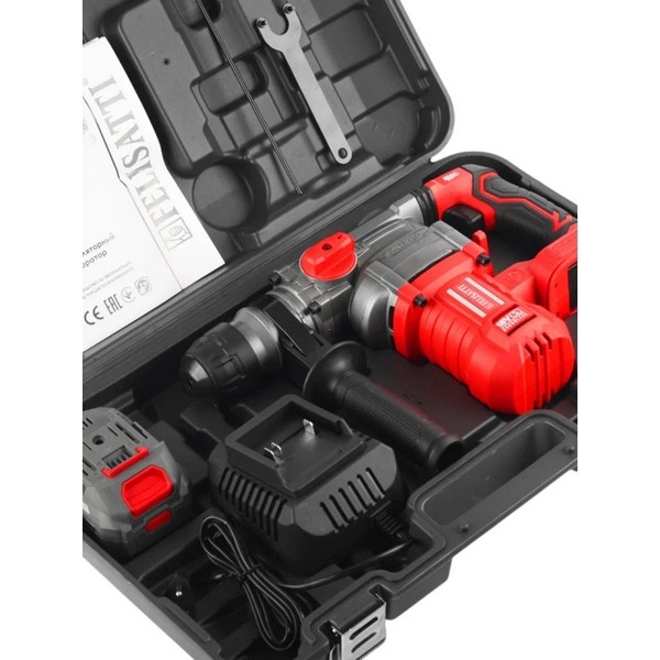 Felisatti FT1597 Felisatti Аккумуляторный перфоратор SDS-Plus 4,5 Дж, 26 мм (кейс, 1 аккум. 4,0 Ач, ЗУ 4А)