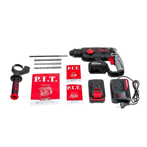 PIT PBH20H-22B/1  Перфоратор аккумуляторный, 20В, 22 мм, 1,8 Дж, 0-1350 об/мин, 0-4700 уд/мин, 1 АКБ, ЗУ, кейс