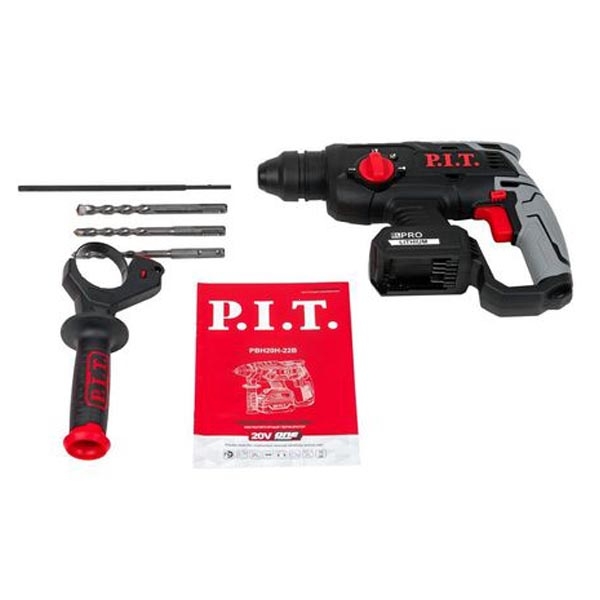 PIT PBH20H-22B Перфоратор аккумуляторный, 20 В, 22 мм, 1,8 Дж, 0-1350 об/мин, 0-4700 уд/мин. Без АКБ и ЗУ.