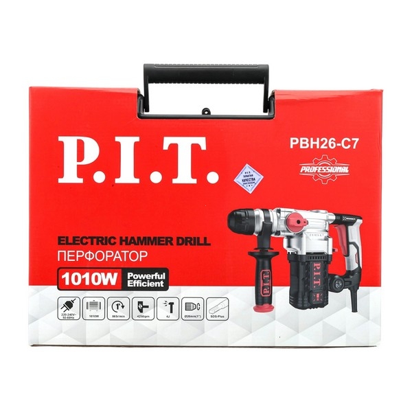 PIT PBH26-C7 Перфоратор SDS-Plus электрич. P.I.T. (верт, 1010Вт, 4,0Дж, 3реж, Ø26мм, 865об/мин, 4250уд.)