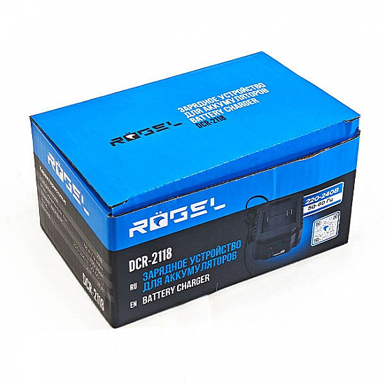 RÖGEL DCR-2118 Зарядное устройство для аккумуляторов RÖGEL, 220 В/50 Гц, напряжение АКБ 21 В/4.0 Ач, ток зарядки 1800 мА