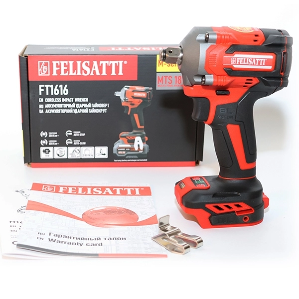 Felisatti FT1616 Felisatti (1616) Аккумуляторный ударный гайковерт 380Нм (картон, без аккум.)