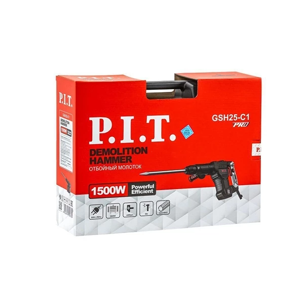 PIT GSH25-C1 Молоток отбойный, 220 В/50 Гц, 20 Дж, 1500 Вт, 4100 уд/мин., SDS-MAX