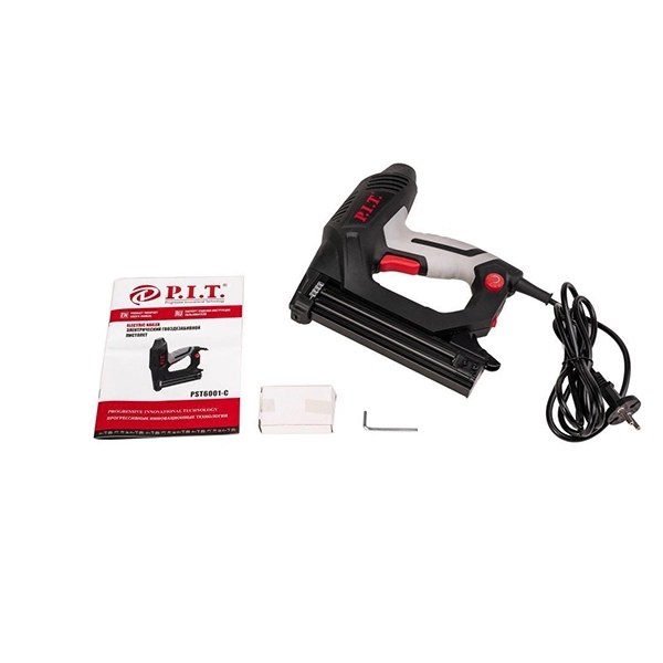 PIT PST6001-C Степлер электрический, ск-ть раб. 20шт/мин, магаз. 100шт, скоб. 5,7мм, гвозди 2мм