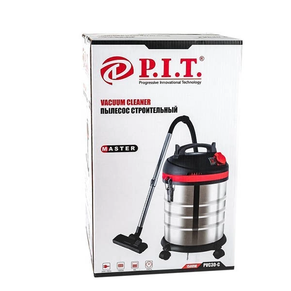 PIT PVC 30-C Пылесос, 1,5кВт., 3м. шланг, пылесборн. 30л, нерж. к-с, бум.мешок, 2кВт. подкл.инстр)