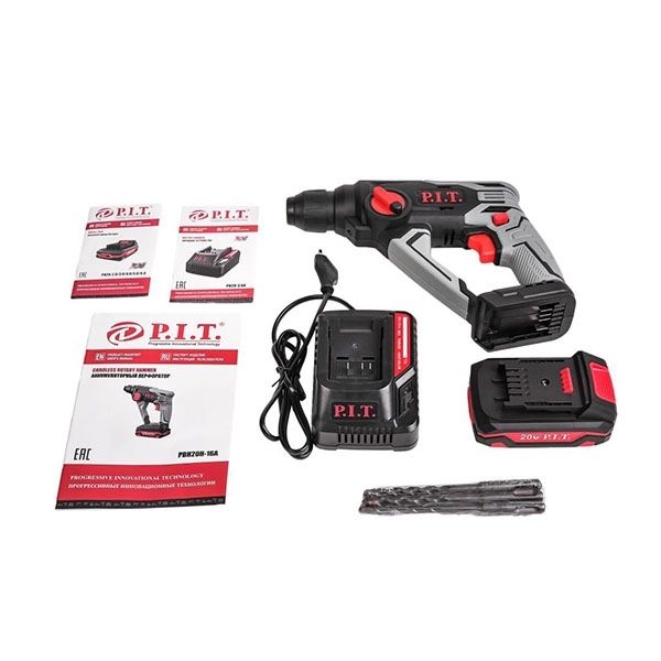 PIT PBH20H-16A/1 Перфоратор аккумуляторный, 20В, 16 мм, 1,2 Дж,0-750 об/мин, 0-5500 уд/мин, 1 АКБ и ЗУ