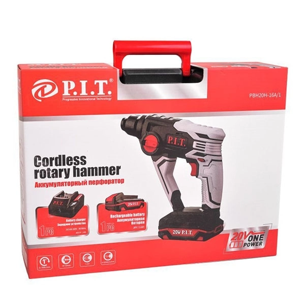 PIT PBH20H-16A/1 Перфоратор аккумуляторный, 20В, 16 мм, 1,2 Дж,0-750 об/мин, 0-5500 уд/мин, 1 АКБ и ЗУ