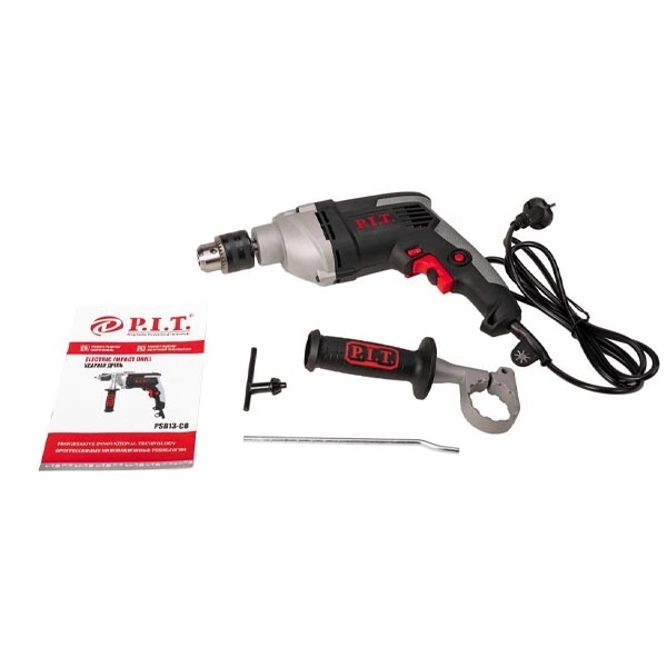 PIT PSB13-C8 Дрель ударная, 220В., 950Вт. 1,5-13 мм.,0-3000 об/мин., 4800 уд/мин. мет. корп. редуктора, ключевой патрон
