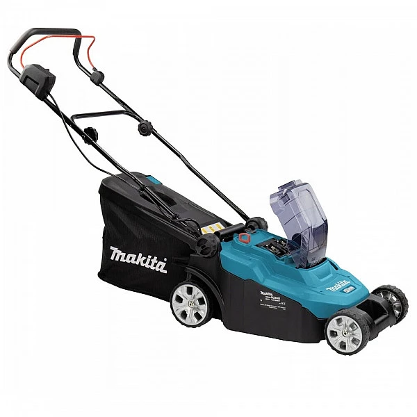Газонокосилка аккумуляторная MAKITA LXT DLM 382 PM2 (18.0 В, 2 акк., 4.0 А/ч, Li-Ion, шир. 380 мм, выс. 25-75 мм, пластм. корпус, травосборник 40)