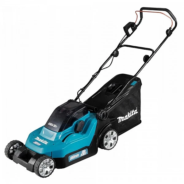 Газонокосилка аккумуляторная MAKITA LXT DLM 382 PM2 (18.0 В, 2 акк., 4.0 А/ч, Li-Ion, шир. 380 мм, выс. 25-75 мм, пластм. корпус, травосборник 40)