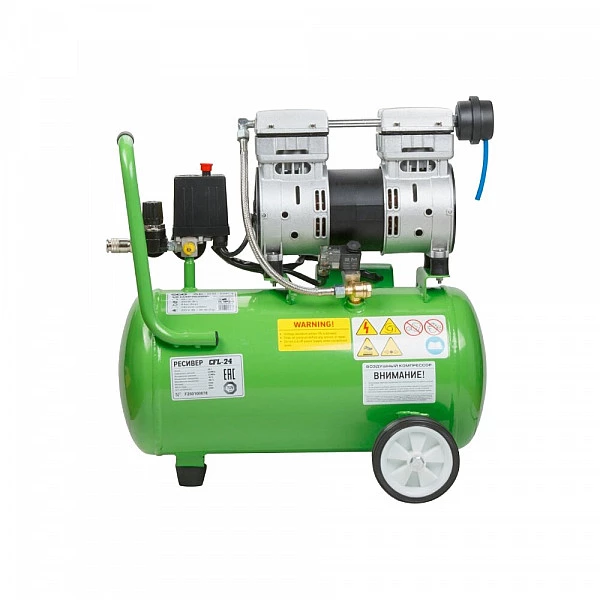 Компрессор ECO AE-25-OF1 безмасляный (140 л/мин, 8 атм, коаксиальный, безмасляный, ресив. 24 л, 220 В, 0,8 кВт)