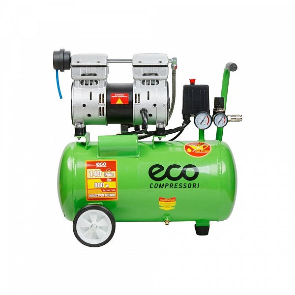 Компрессор ECO AE-25-OF1 безмасляный (140 л/мин, 8 атм, коаксиальный, безмасляный, ресив. 24 л, 220 В, 0,8 кВт)