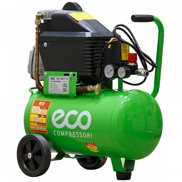 Компрессор ECO AE-251-4 коаксиальный (260 л/мин, 8 атм, коаксиальный, масляный, ресив. 24 л, 220 В, 1.80 кВт)