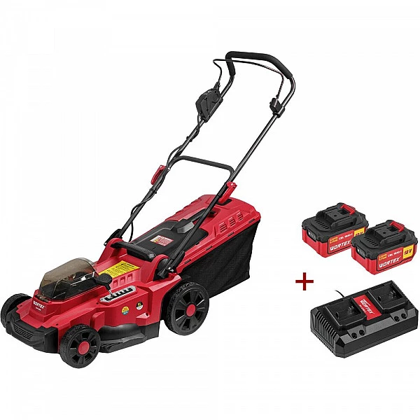 Газонокосилка аккумуляторная WORTEX CLM 3836 ALL1 XLT SET БЕСЩЁТ.ДВИГ., 18В+18В, 2акб, 4Ач, шир.3