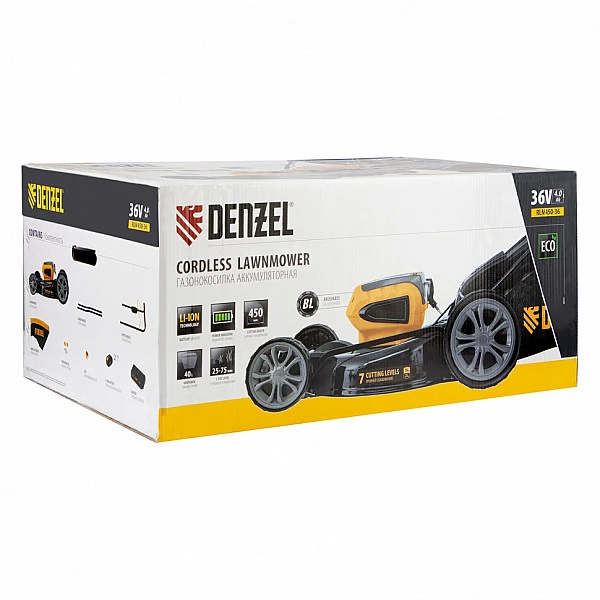 Газонокосилка аккумуляторная бесщеточная DENZEL RLM450-36