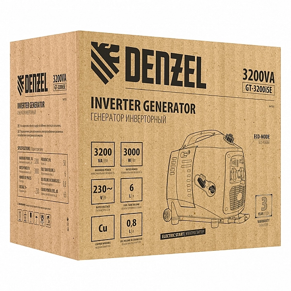 Генератор инверторный DENZEL GT-3200iSE